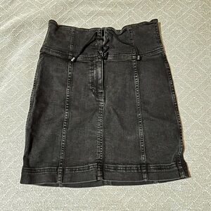 Free People Charcoal Lace-Up Skirt